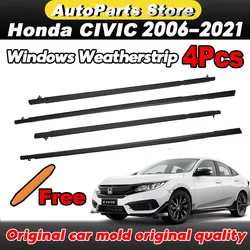 4PCS Car Window Glass Window Rubber Seal Moulding Trim for Honda Civic 2006-2021