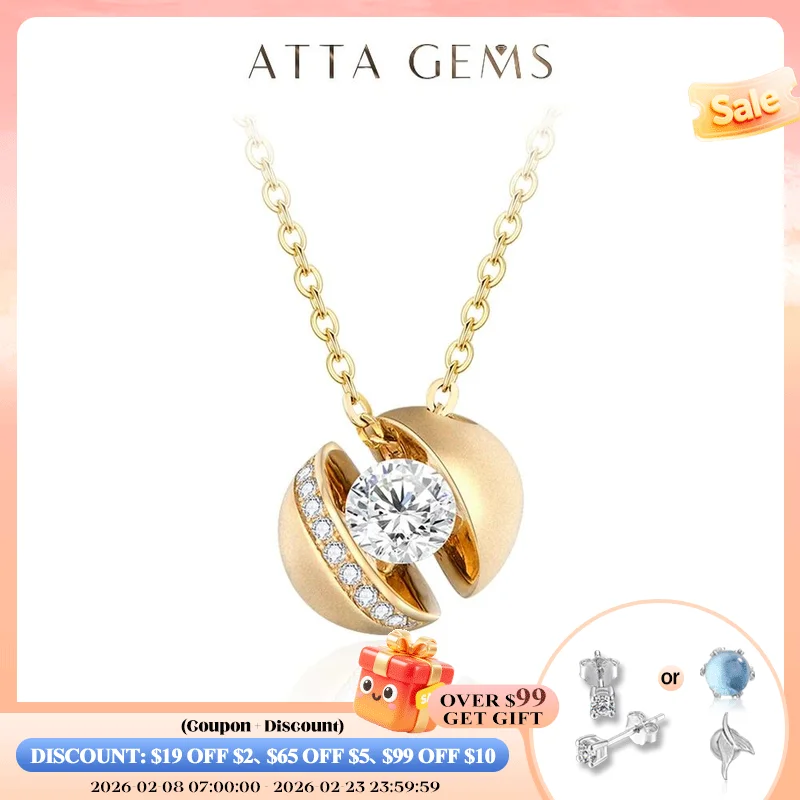 

ATTAGEMS New D Color Round Cut 4.0mm Moissanite Pendant for Women Solid 10K 14K 18K Gold Anniversary Wedding Necklace Gift Party