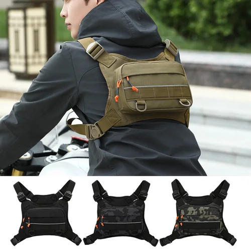 Imagen 1 del producto Bolsa de pecho táctica para hombre, chaleco frontal para correr, mochila, bolsa de aparejo, senderismo, ciclismo, Camping al aire libre, pesca, caza, bolsa Molle de viaje