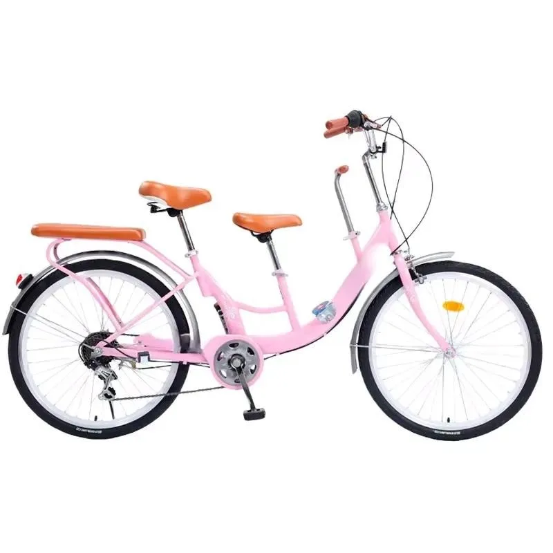 Ex-factory price 26-inch steel frame parent-child double bicycle 2 seats 7-speed alloy steel wheels suitable for family