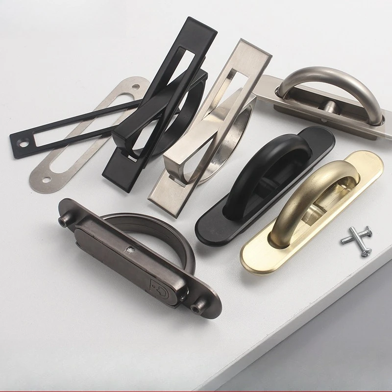 High‑Grade Thick Recessed Hidden Pull Handle Zinc Alloy Rotating Flush Mount Tatami Cabinet Drawer Hardware