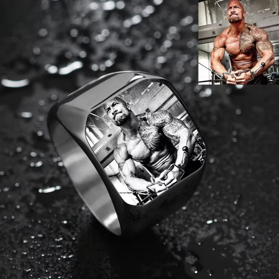 Unique Mens Signet Ring Customize with Your Own Name, Logo, or Photo in Stainless Steel for A Special Family or Wedding Occasion