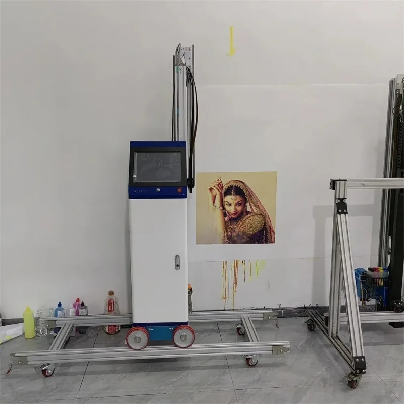 16㎡/hour 9600DPI wall printer machine 3D 5D automatic intelligent uv vertical wall printer price with wheels rails