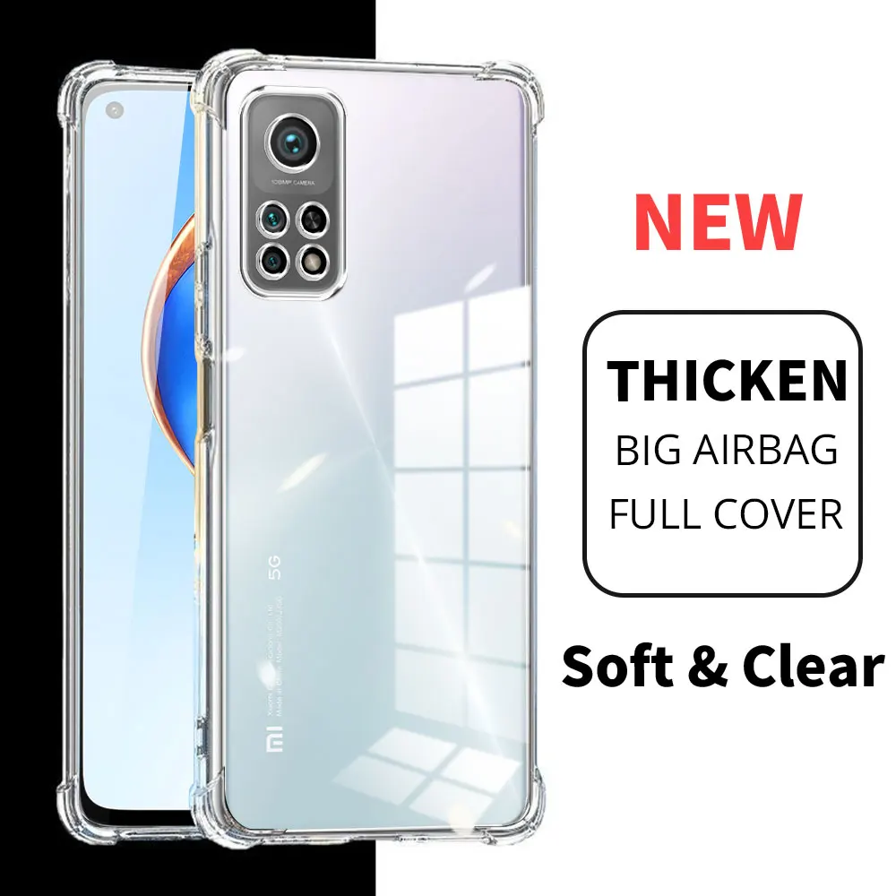 Funda de teléfono para Xiaomi Mi 10T Pro 10T 10 Lite 5G /Note 10 Lite funda Airbag a prueba de golpes TPU transparente suave silicona protege la contraportada