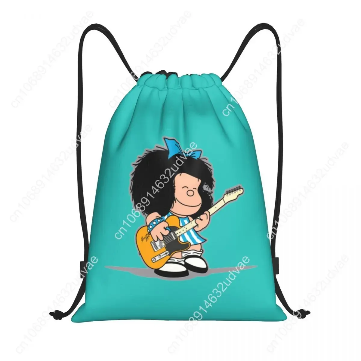 Mafalda Playing Her Guitar Drawstring Personalized  Backpack for Women Gym Sport Bag Portable