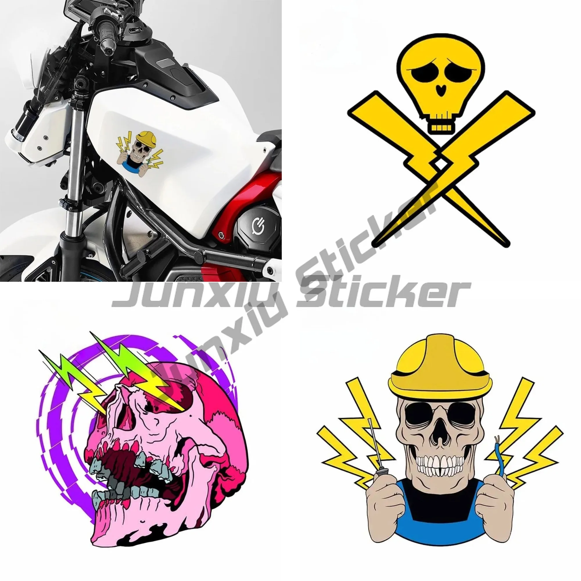 

For Engineer Electricity Skull Vinyl Material Car Stickers Laptop Decal Windows Car Door Protector Decor