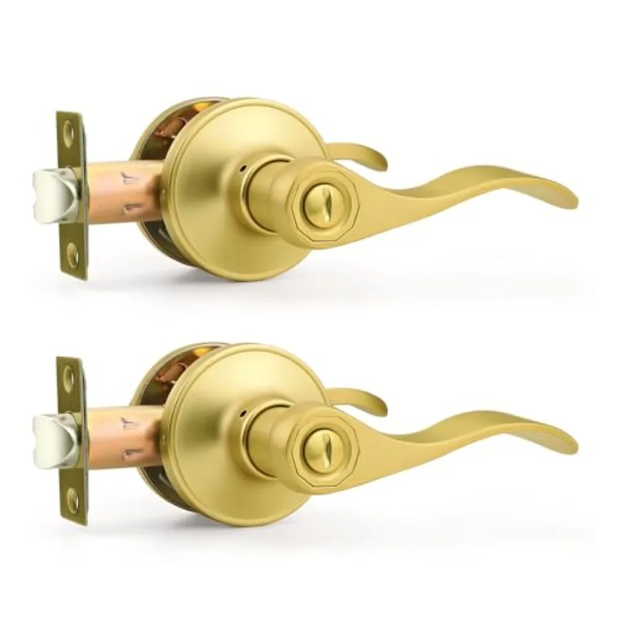 

Interior Door Handles Privacy Door Lever, Brushed Door Handle Lever for Bedroom Bathroom Wave Style Modern Reversible