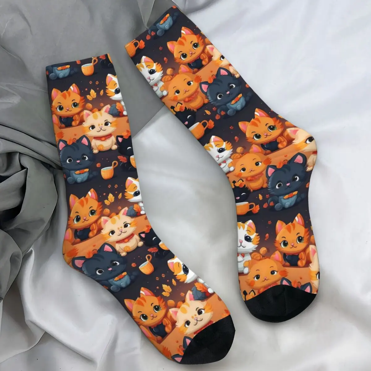 

Волшебные кошки, кружки, чулки унисекс, мужские носки с героями мультфильмов, средние новые носки, зимние спортивные противоскользящие носки с графическим рисунком