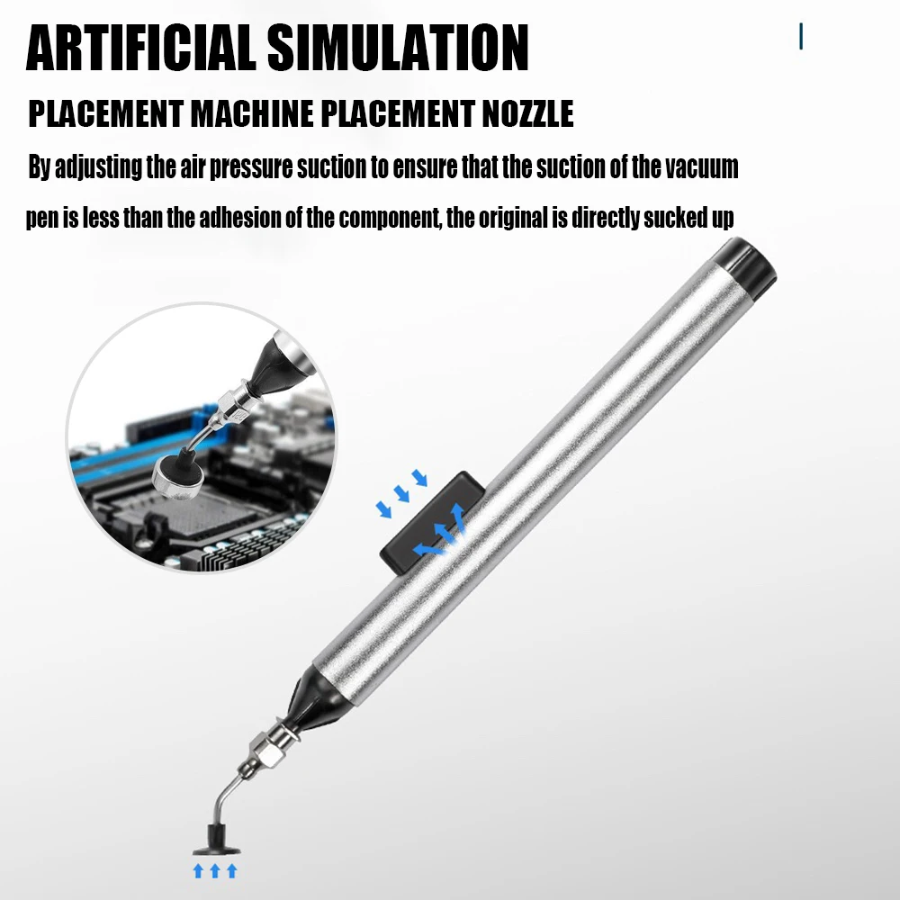 Removedor de pluma de succión al vacío, bomba de ventosa IC SMD, pinzas de soldadura, desoldador, cabezal de succión de 3, removedor de soldadura de