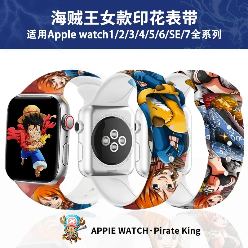 One Piece Nami Boa Hancock series print strap Apple Watch Ultra S8 65432SE Silicone Replacement watchband 38mm-45mm for gifts