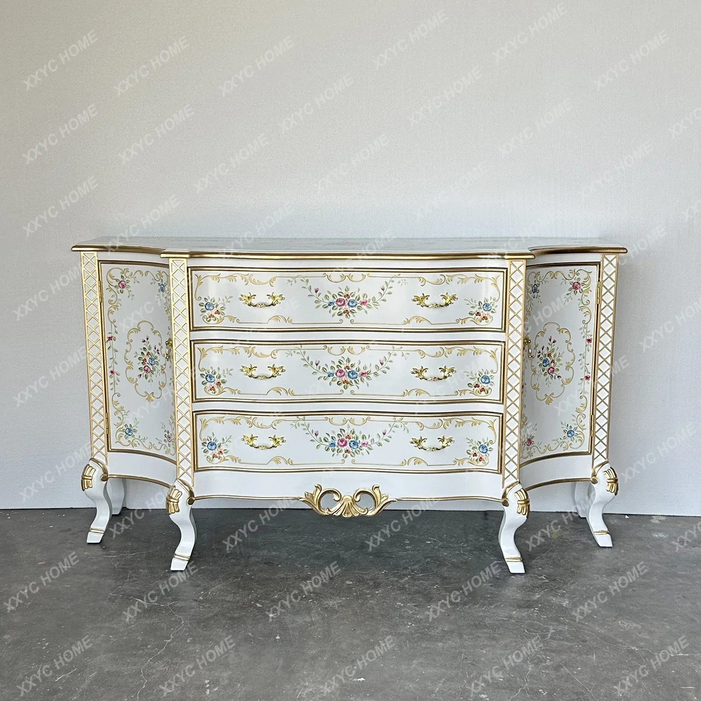 YYJ Mueble de Porche, Mueble de Sala de Estar Contra la Pared, Mueble de Recibidor, Mueble de Pasillo, Retro Pintado a Mano, Mueble Auxiliar de Comedor