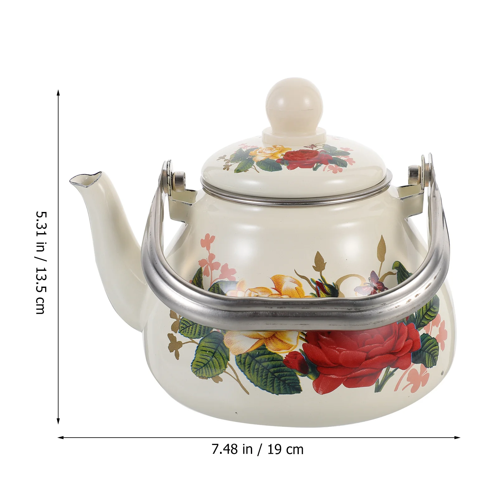 

Enamel Tea Kettle Floral Farmhouse Heat Resistant Induction Stove Compatible Elegant Gift Home Kitchen