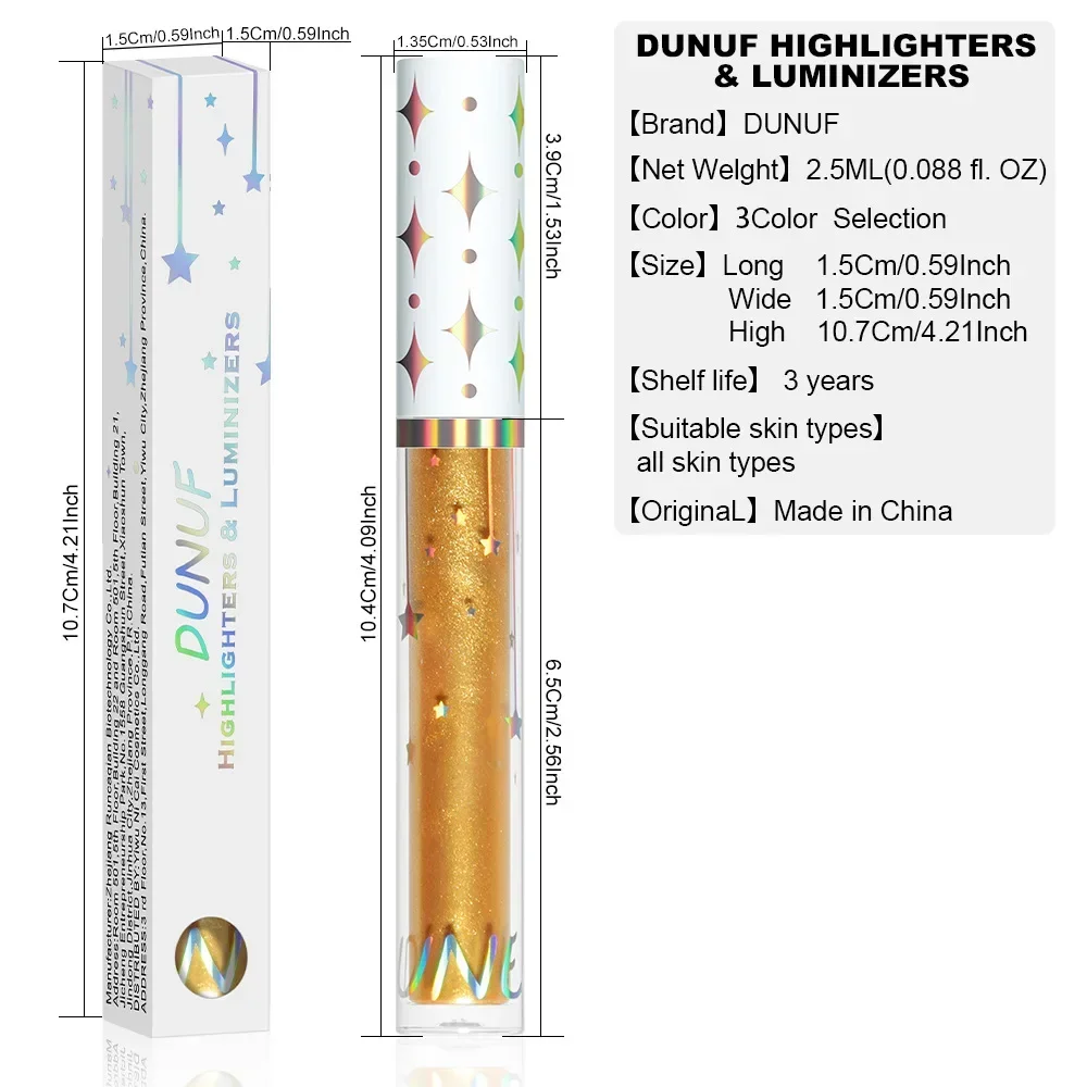 DUNUF Liquid Highlighter Face Contouring Pearlescent Makeup Brightener Bronzer Glow Body Face Contour Shimmer  Minator Cosmetics