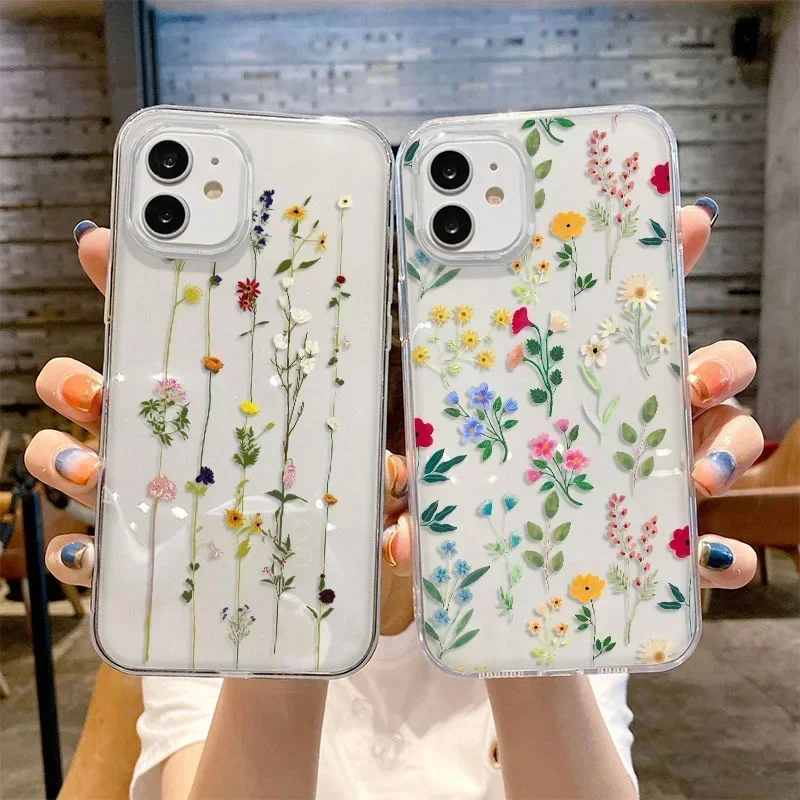 Floral Case For Samsung S23 Ultra S22 S21 S20 FE A54 5G A53 A52 A13 A12 A14 A51 A34 A33 A32 A23 A22 A71 A72 A73 TPU Funda Covers