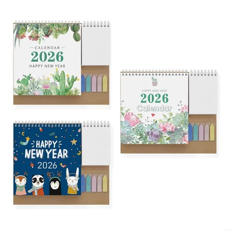 

LXAA 026 Desk Calendar Jan до декабрьского переплета с двумя календарями с двумя календарями с наклейкой