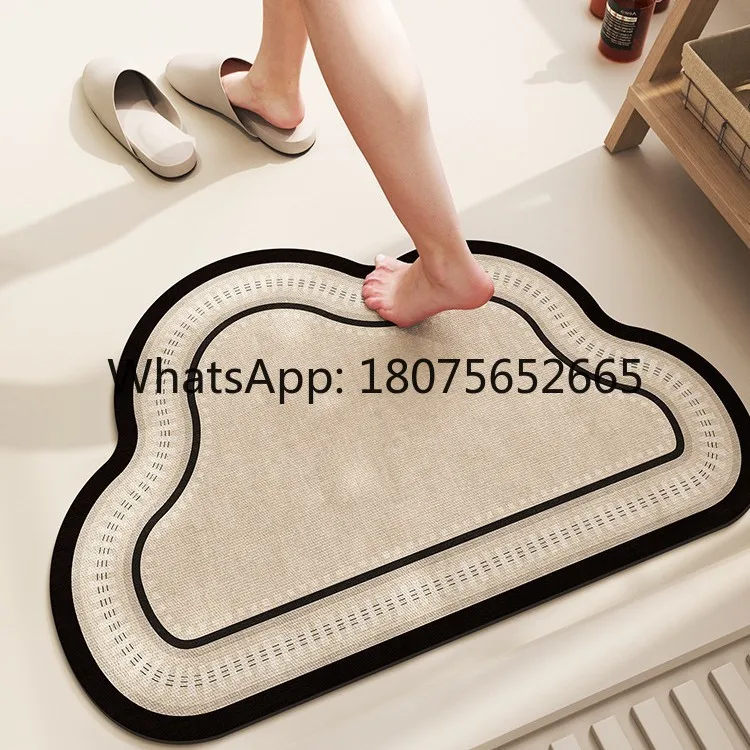 Cloud-shaped absorbent floor mat - non-slip entrance mat for toilets - quick-drying, custom shape