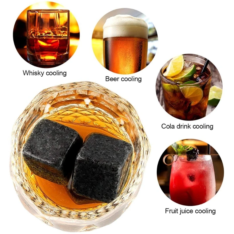 Whiskey Glass Set with 6 Pcs Whiskey Bourbon Chilling Stones in Wooden Box Father\'s Day Christmas Birthday Anniversary Present f