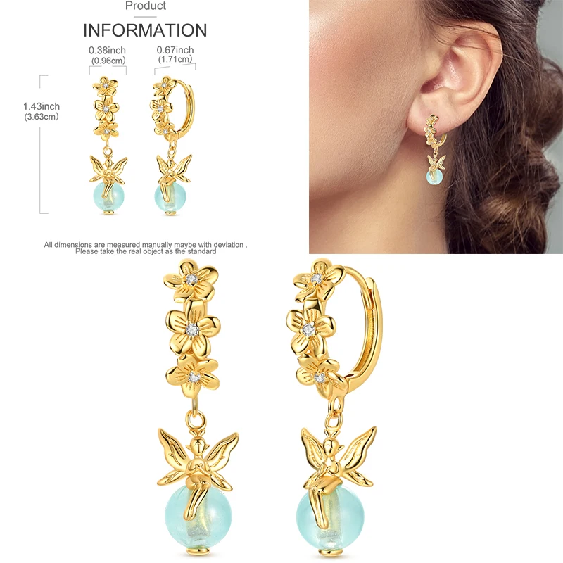 Sparkling Gold Woman Hoop Earrings 925 Sterling Silver Butterfly Colored Zirconium Earrings for Women Jewelry Anniversary Gift view 5