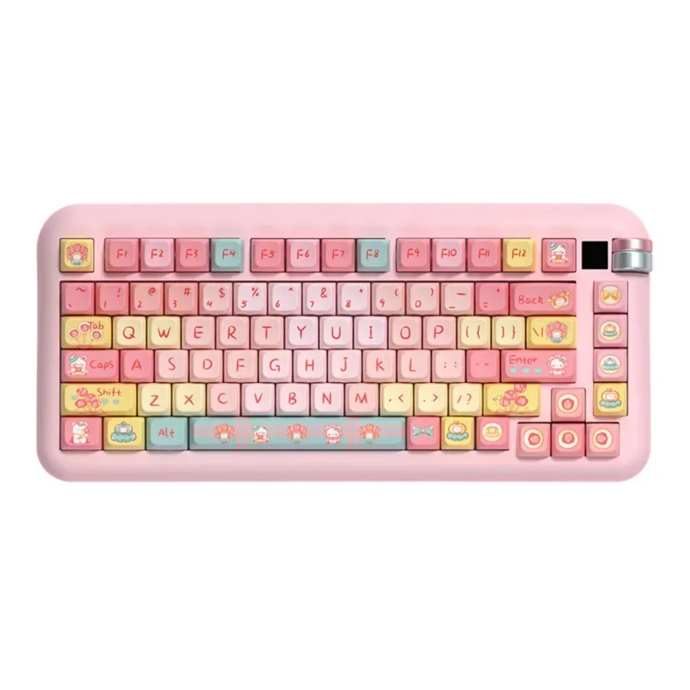 Bear Mechanical Keyboard, MDA Keycap Set PBT Cute Girl Pink Bear 138 Keys 158 Keys Large Complete Set