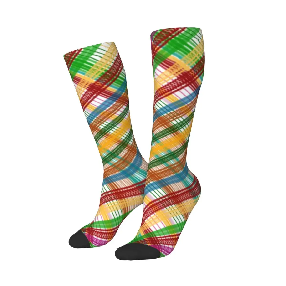 

Красочные и полосатые носки с блоками, чулки в стиле Харадзюку, всесезонные длинные носки, аксессуары для подарка на день рождения унисекс