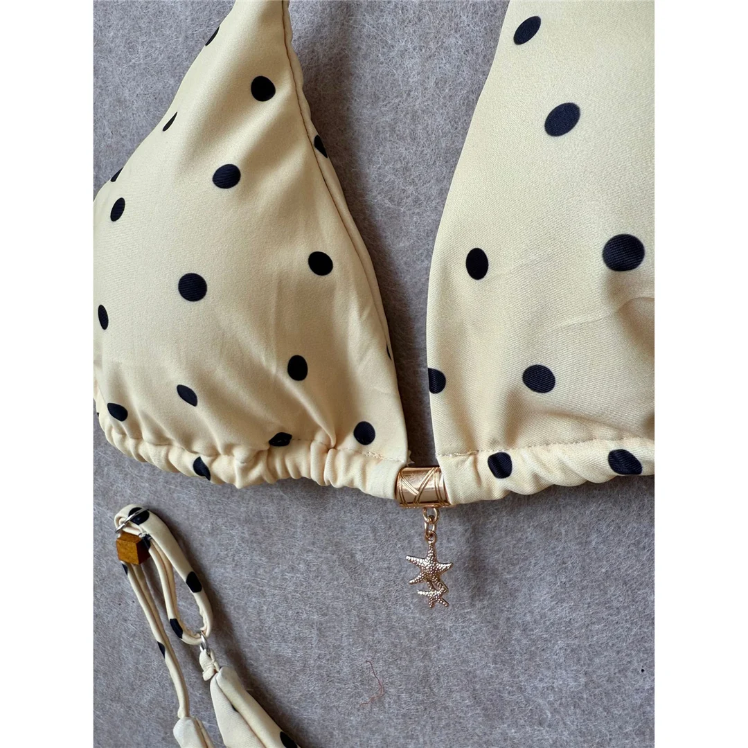Polka Dot Neckholder-Bikini Damen-Badeanzug zweiteiliger Bikini-Set mit Scrunch-Butt-Polsterung Badebekleidung Badeanzug V8124 – Detail 4