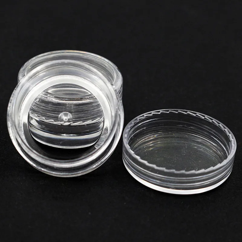 50pc/Lot 5g Sample Clear Cream Jar Mini Cosmetic Bottles Containers Transparent Pot For Nail Arts Small Clear Can Tin For Balm