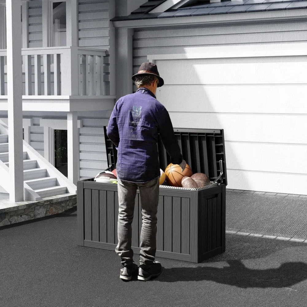 

80 Gallon Waterproof Resin Deck Box, UV Resistant Outdoor Storage for Garden, Patio, Porch, Delivery, Black