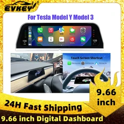 EVKEY 9.66 inch Model 3 Y Digital Dashboard for 2023 Tesla Aaccessories Heads Up Display Carplay Android Auto for Tesla HUD