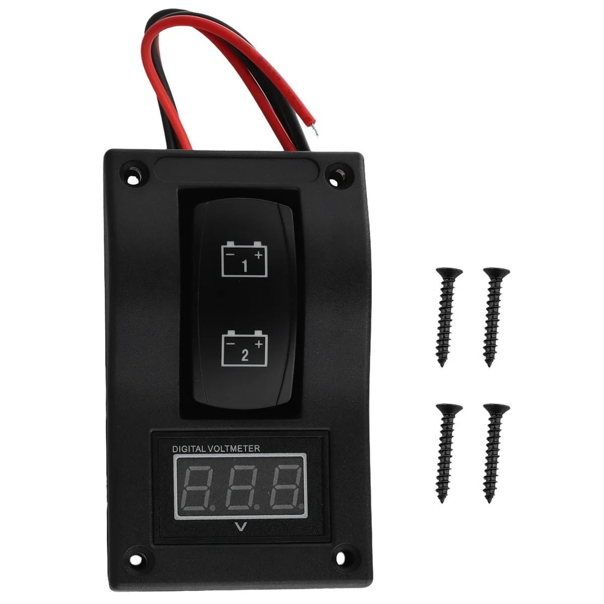 New 12-24V LED Dual Battery Test Panel Rocker Switch Car Truck Marine Boat Voltmeter 4P ON-OFF-ON