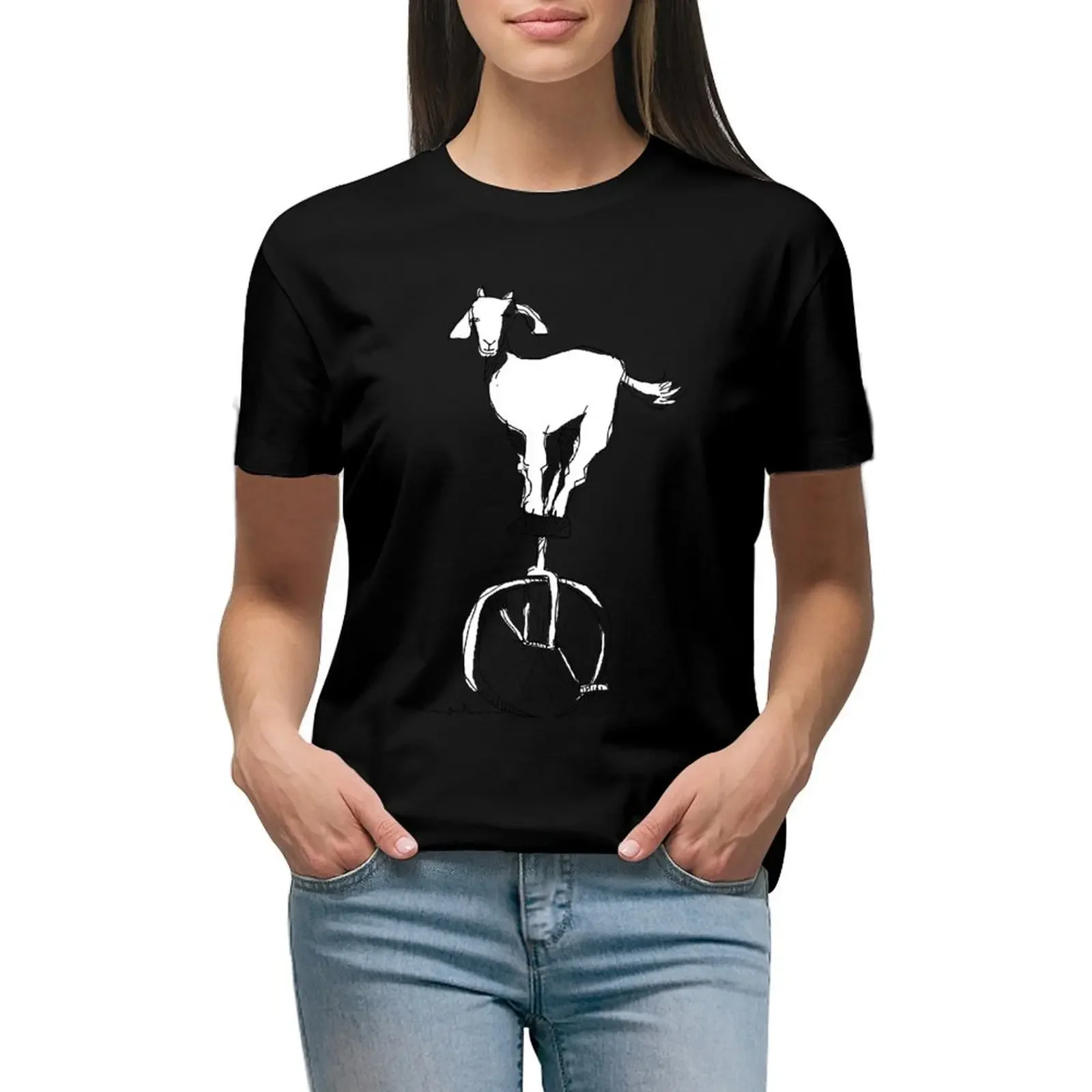 

Goat on a unicycle T-Shirt Blouse blanks plus sizes funny oversized t shirts for Women