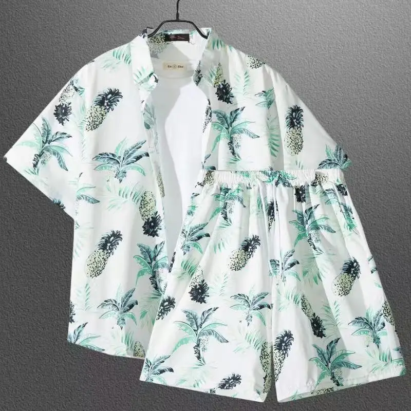 New Hawaiian Tropical Beach Suit Short Sleeved Shirt Shorts High Quality Fashion Men And Women\'s Travel Set Lightweight And Thin