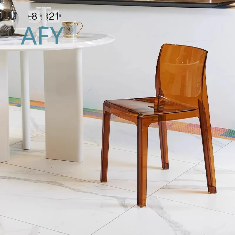 Acrylic Dining Chair Transparent Crystal Cafe Chair with Backrest for Home Makeup Room Modern Coffee Shop Furniture for