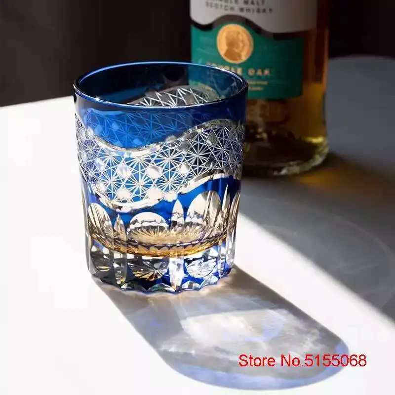 Japanese Edo Kiriko Crystal Ware Whisky Cup Hannd Carving Lucky Clouds Wine Glass Liquor Snifter Water Mug Best Present For Dad