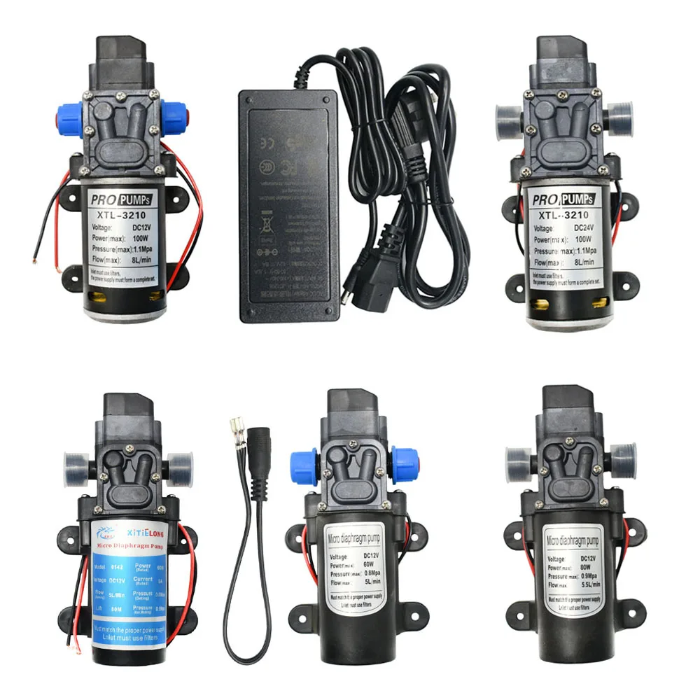 60W 80W 100W Wysokociśnieniowa membranowa pompa wodna DC 12V 24V Pompa samozasysająca Automatyczny przełącznik Narzędzia do systemów nawadniających