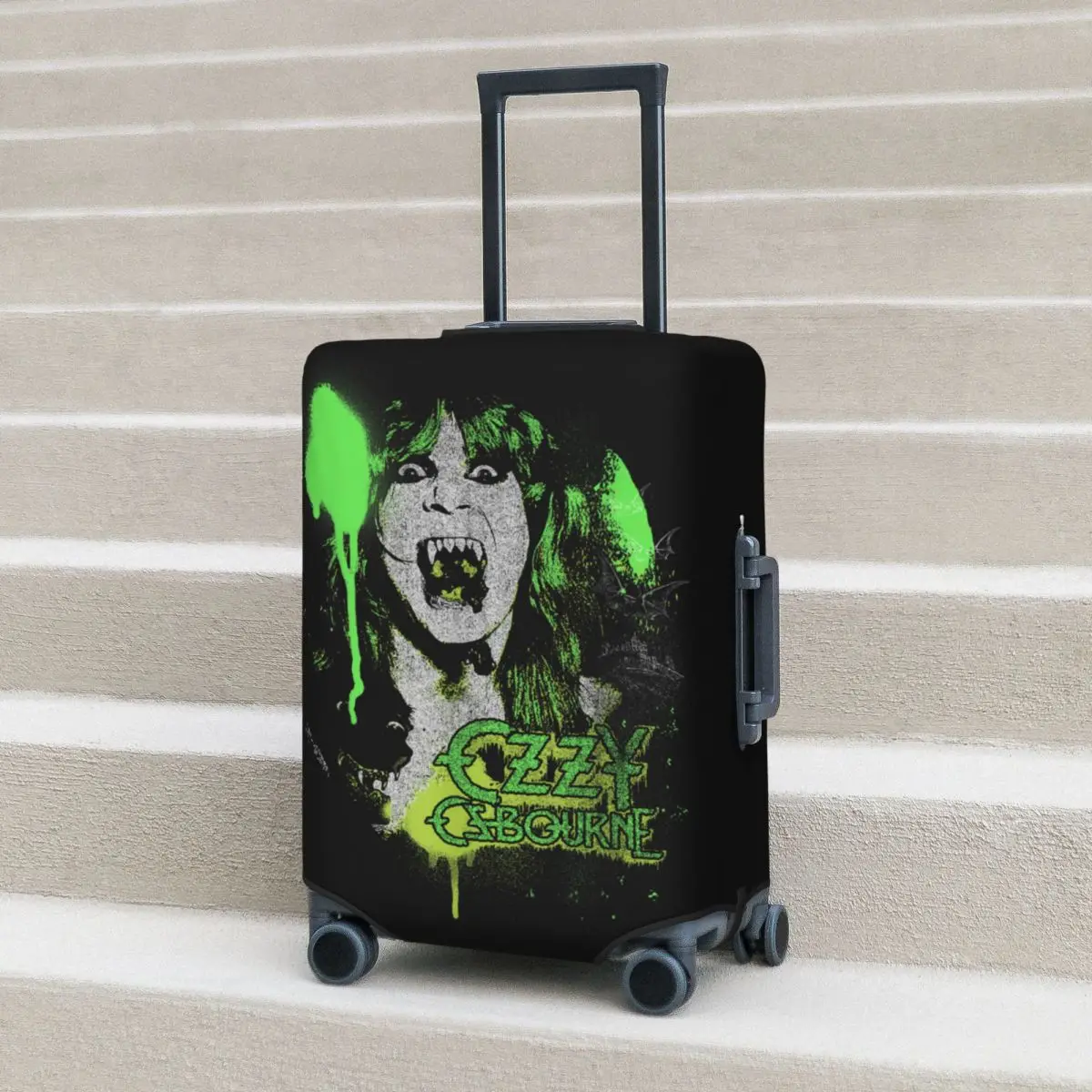 

Heavy Metal Rock Ozzy Osbourne Speak Vintage Spray Suitcase Cover Vacation Strectch Luggage Case Cruise Trip Protector