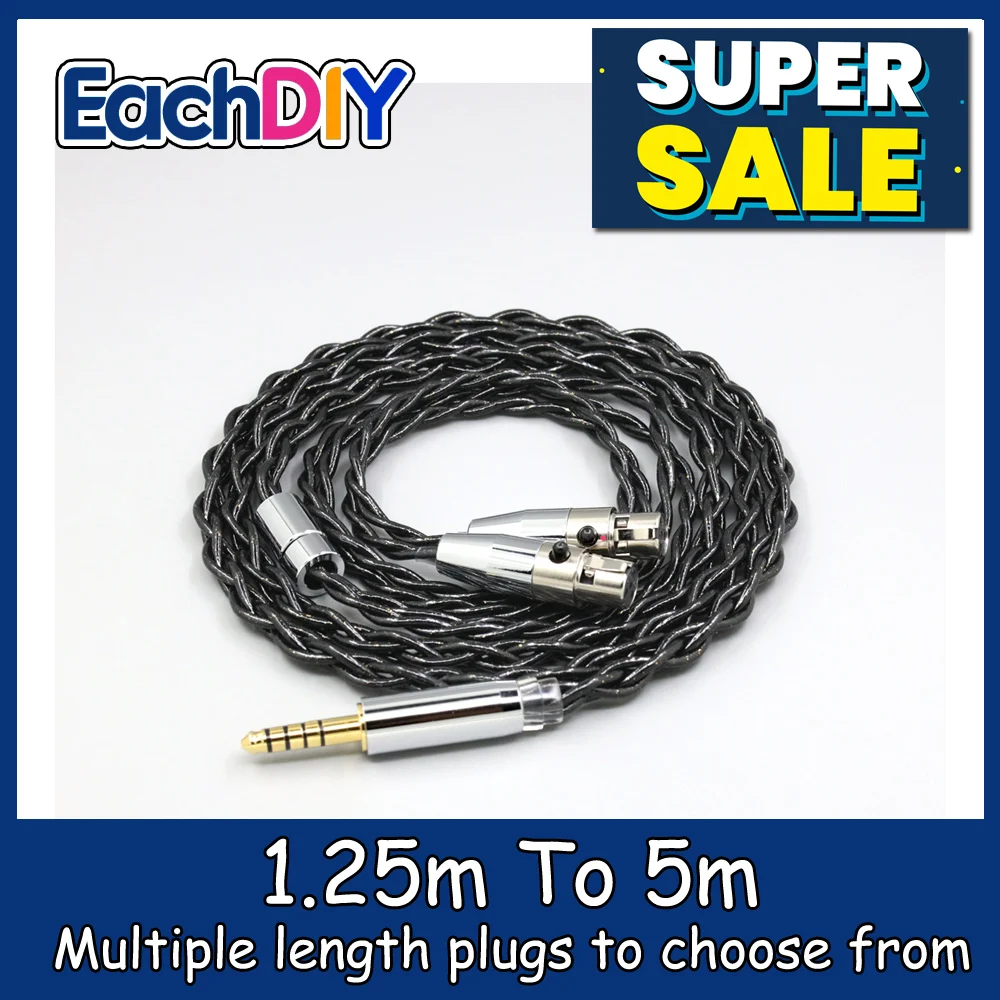 

99% Pure Silver Palladium Floating Gold Cable For Abyss AB 1266 Phi TC Dual Mini xlr 3 pin head(amame) Headphone LN008777