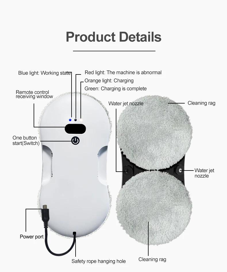 효율적인 원형 이중 워터 제트 창문 클리너, 비용 절감, 안전 자동 낙하 방지, 효율적인 창문 클리너