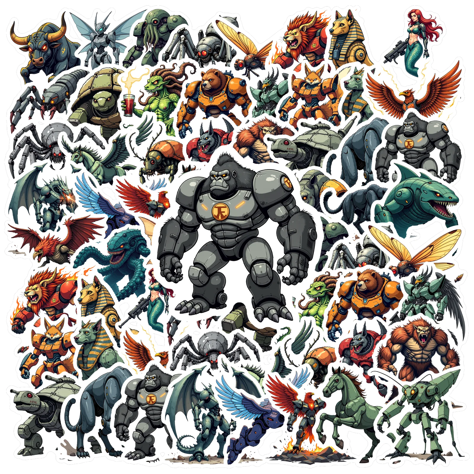 35pcs Decals  vinyl Monster Stickers Robot Stickers Fantasy Stickers for enhancing suitcases decorating notebooks personalizing