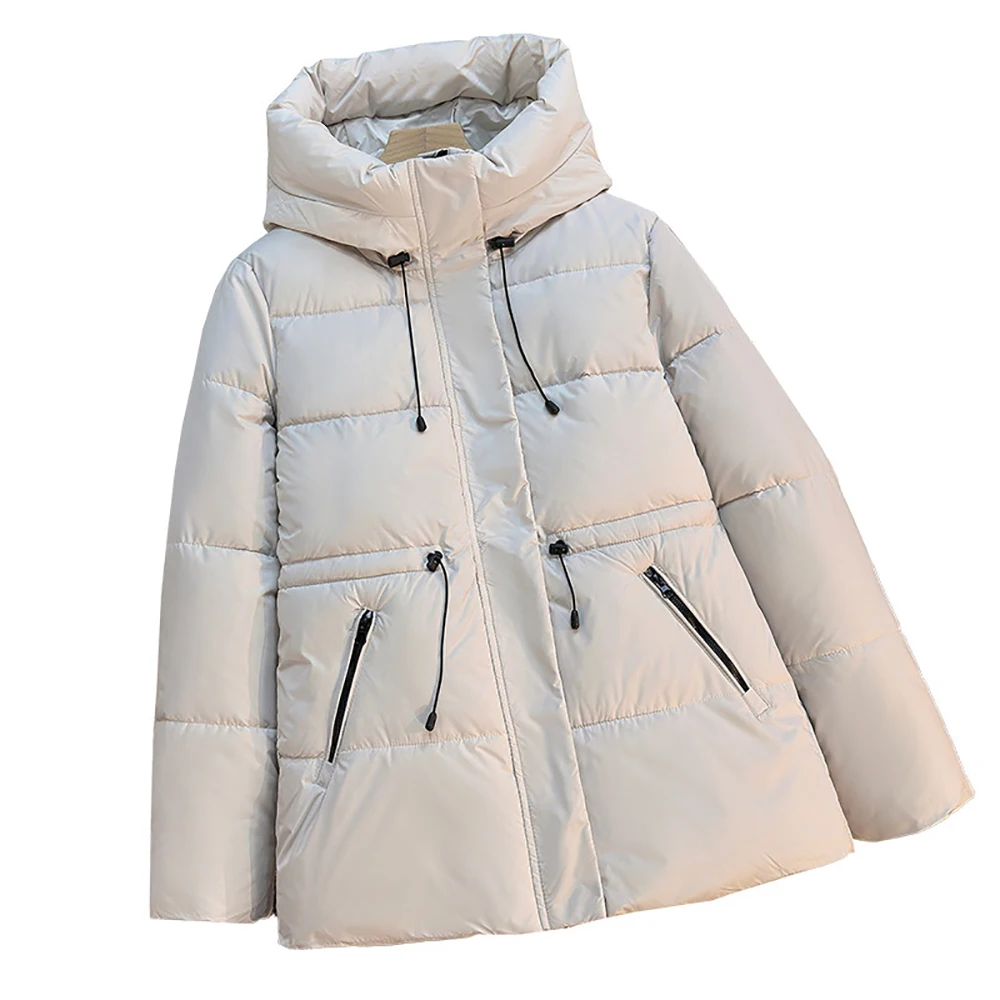 Casual con cappuccio in cotone imbottito giacche donna inverno spesso solido manica intera cappotti caldi pendolari tutto-fiammifero fuori Parka 2025 nuovo