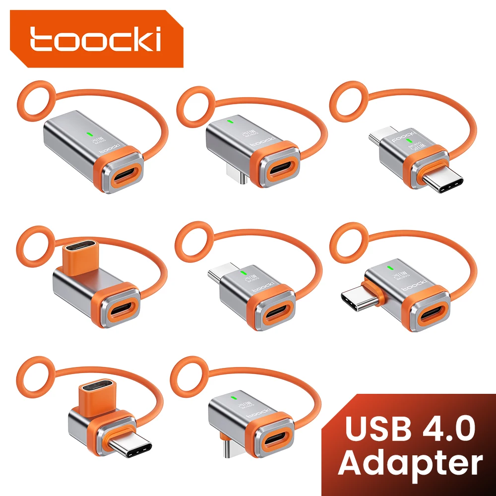Toocki 240W OTG-Adapter USB4.0 8K@60Hz 80Gbps Konverter 90-Grad-Schnellladungs-Typ-C-Adapter für MacBook Laptop Mobiltelefon