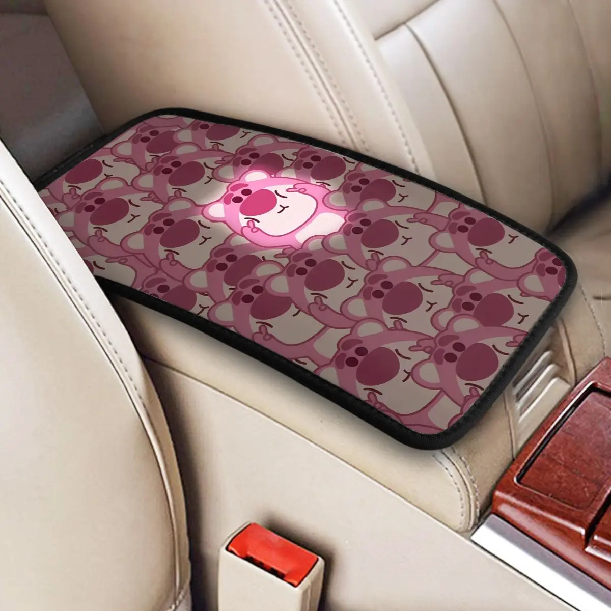

Lotso Pink Bear Car Center Console Cover Universal Waterproof Auto Seat Box Protector