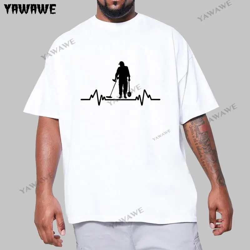 New Classic tee short sleeve unisex Metal Detector Heartbeat Detectorist cotton tshirt men summer fashion t-shirt euro size