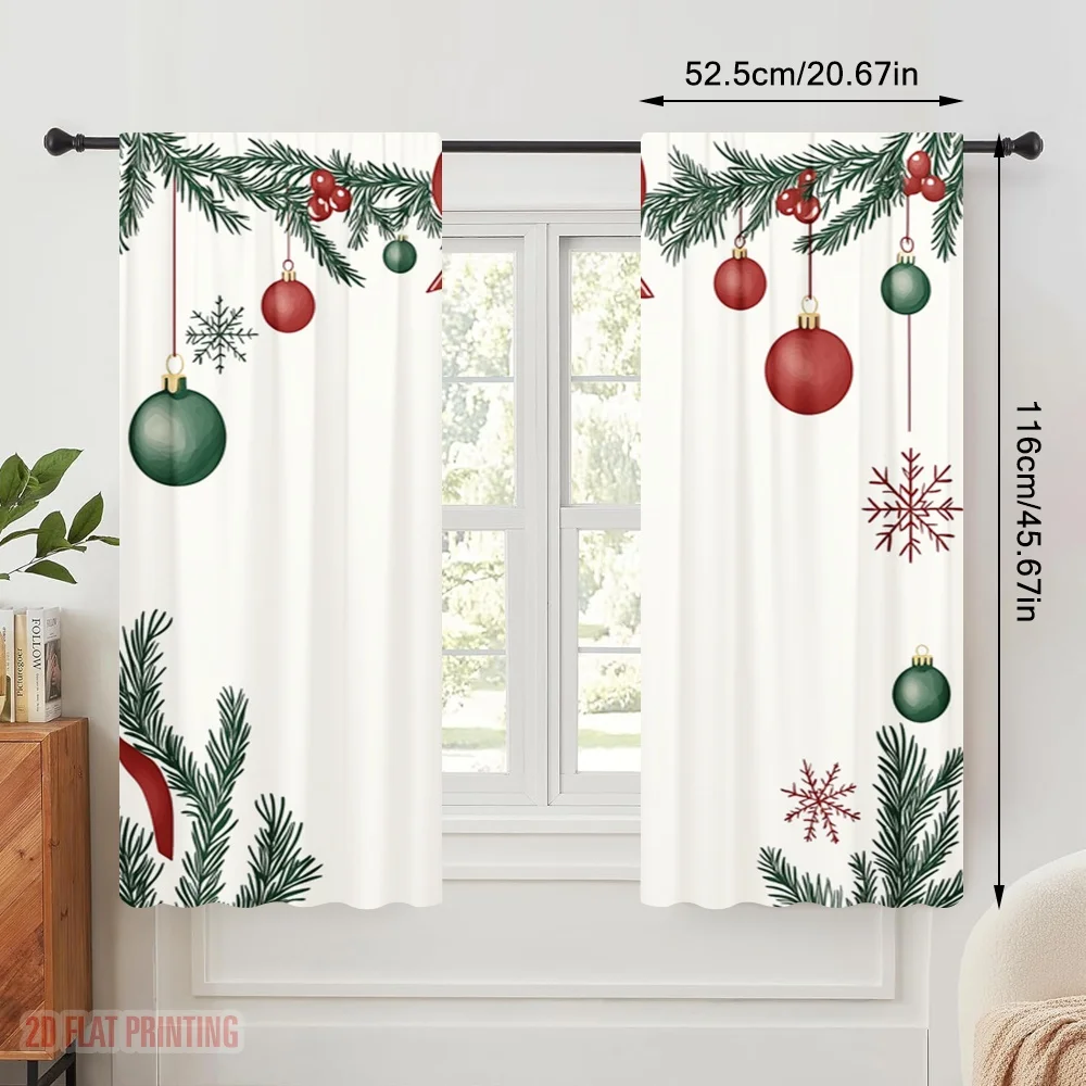 2pcs,2D plane printing Minimalist Curtains Christmas Ornaments Garland Holiday_a Versatile Polyester (without rod) Gifts Use for