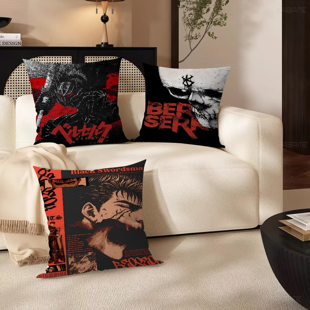 Kentaro Miura Berserk Guts Pillow Covers Cartoon Sofa Decorative Home Double-sided Printing Short Plush Cute Cushion Cover