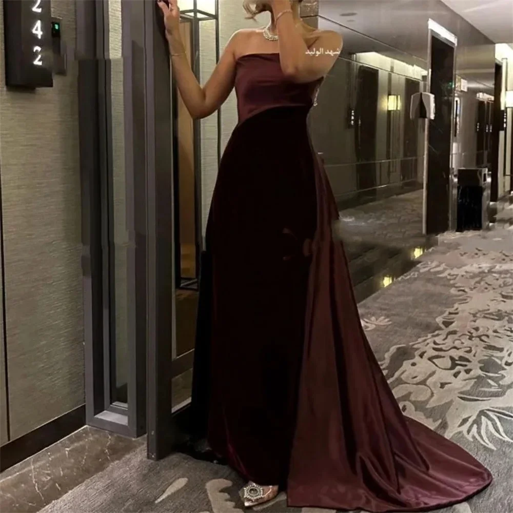 

Muloong Strapless Sweep Train Women Elegant And Pretty Luxury Prom Dress