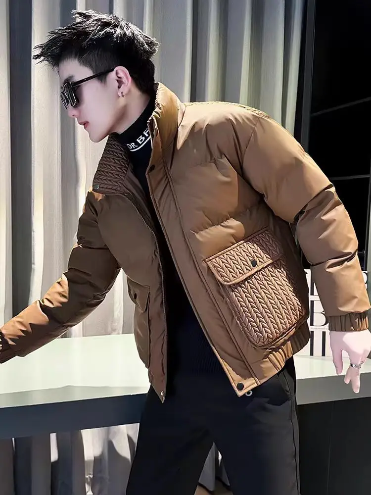 

Модная утепленная хлопковая куртка для мужчин, зимняя модная брендовая куртка Haome с воротником-стойкой, молодежная повседневная одежда