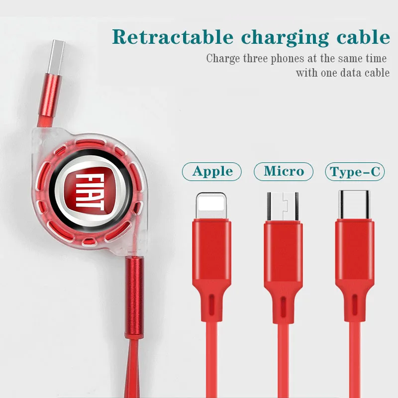 3 في 1 مايكرو USB نوع C كابل شحن شاحن متعدد لشركة فيات 500 بونتو باندا دوبلو ستيلو برافو فريمونت دوكاتو بوندو FR أبارث #6