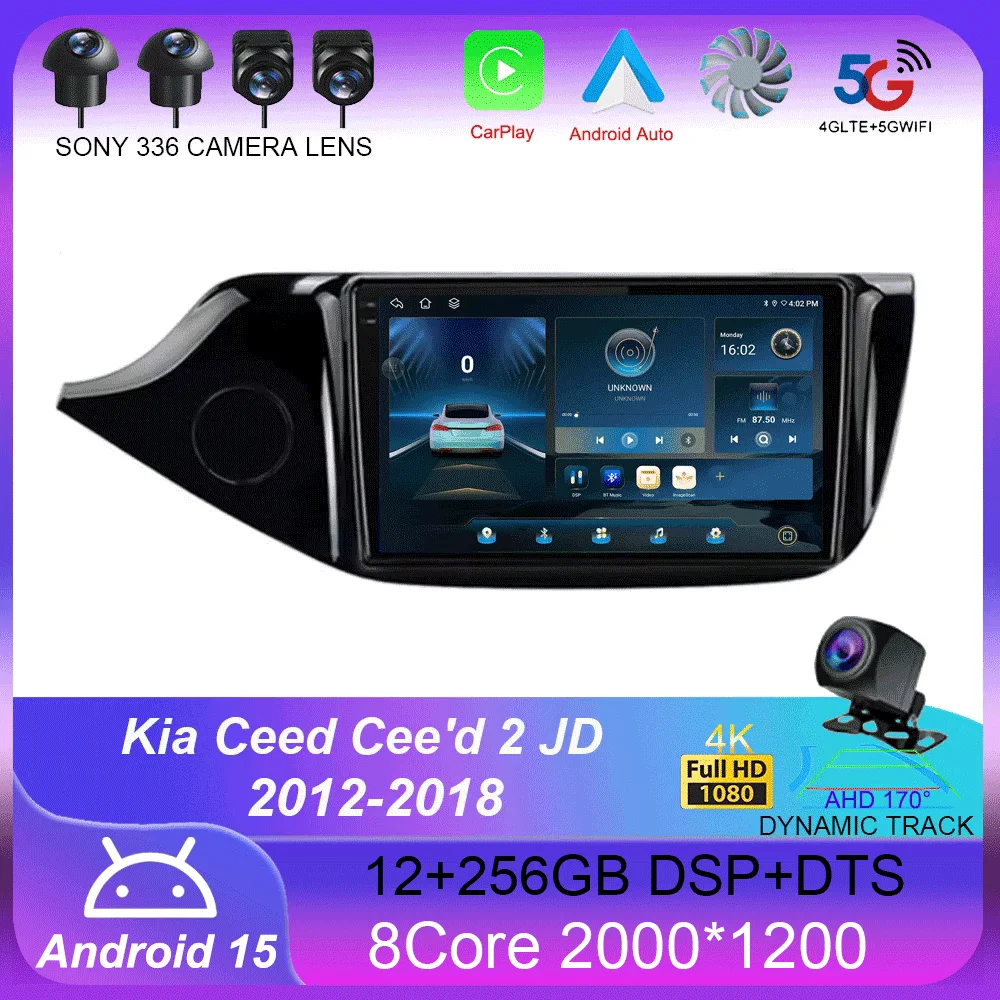 

Android 15 Carplay Auto Car Radio For Kia Ceed Cee'd 2 JD 2012-2018 Navigation GPS Multimidia Video Player Audio Head Unit Wifi