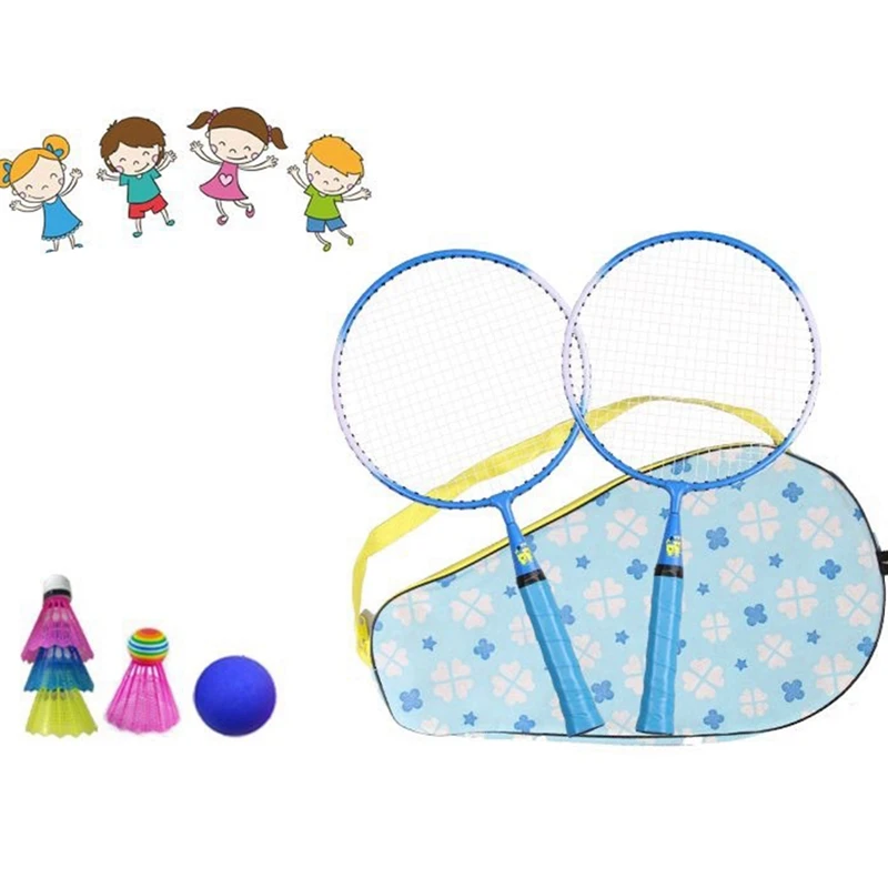 Lightweight Children's Badminton Rackets Ball Set With Storage Bag Indoor Outdoor Shuttlecocks Toy Parent Child Interaction