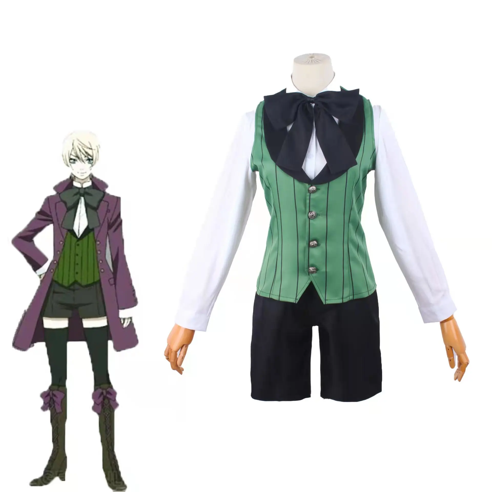 The Black Butler 2 Alois Trancy Cosplay Costume Set Purple Suit Tie Coat Roleplay Anime Manga Costumized Outfit for Men